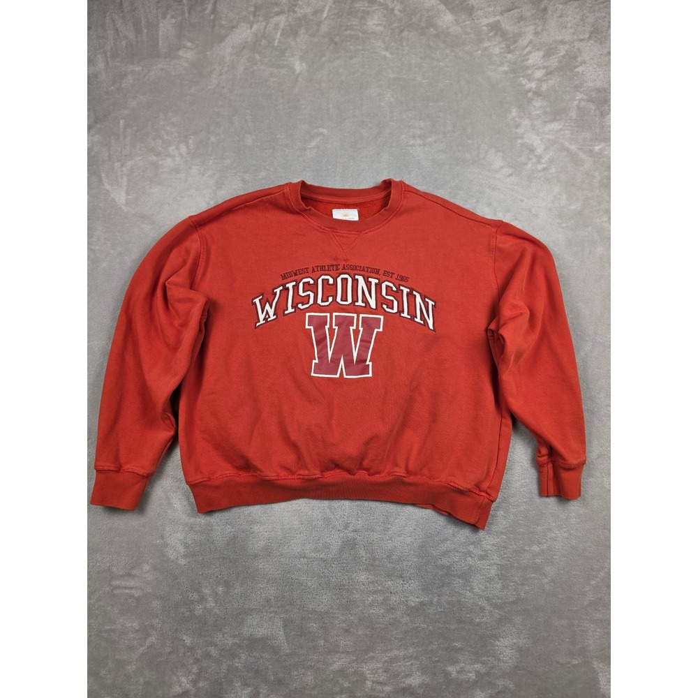Lazy Sunday Wisconsin Badgers Sweatshirt Womens L Orange Oversized Crewneck